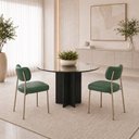 Ver imagem 2 de Kit 2 Cadeiras Sala de Jantar Lisa Pés Champanhe PU Verde m² - Monari Design