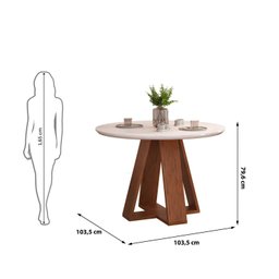 Conjunto Sala de Jantar Mesa Redonda Tampo de Vidro com 4 Cadeiras Kiara - 3