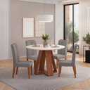 Ver imagem 1 de Conjunto Sala de Jantar Mesa Redonda Kiara Tampo de Vidro com 4 Cadeiras Yasmin