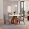 Conjunto Sala de Jantar Mesa Redonda Kiara Tampo de Vidro com 4 Cadeiras Yasmin - 1