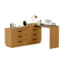 Ver imagem 3 de Escrivaninha Mesa Escritório em L com Cômoda Leonie 6 Gavetas 138 cm Yescasa Freijó Marrom
