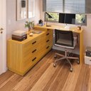 Ver imagem 4 de Escrivaninha Mesa Escritório em L com Cômoda Leonie 6 Gavetas 138cm Yescasa Freijó