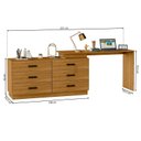 Ver imagem 5 de Escrivaninha Mesa Escritório em L com Cômoda Leonie 6 Gavetas 138cm Yescasa Freijó Marrom