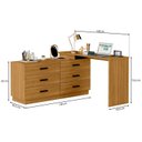 Ver imagem 4 de Escrivaninha Mesa Escritório em L com Cômoda Leonie 6 Gavetas 138cm Yescasa Freijó Marrom
