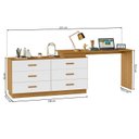 Ver imagem 6 de Escrivaninha Mesa Escritório em L com Cômoda Leonie 6 Gavetas 138 cm Yescasa Freijó e Branco Marrom