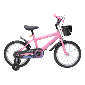 Bicicleta Aro 16 Infantil Menina com Rodinhas de Treinamento Zippy Rosa
