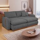Ver imagem 1 de Sofá Cama Retrátil e Reclinável 3 Lugares Veludo Cinza França 210cm Yescasa