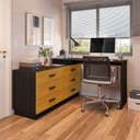 Ver imagem 1 de Escrivaninha Mesa Escritório em L com 6 Gavetas Cômoda Leonie Yescasa