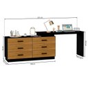 Ver imagem 4 de Escrivaninha Mesa Escritório em L com Cômoda Leonie 6 Gavetas 138 cm Yescasa Preto e Amadeirado Freijó