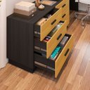 Ver imagem 7 de Escrivaninha Mesa Escritório em L com Cômoda Leonie 6 Gavetas 138 cm Yescasa Preto e Amadeirado Freijó