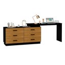 Ver imagem 5 de Escrivaninha Mesa Escritório em L com Cômoda Leonie 6 Gavetas 138 cm Yescasa Preto e Amadeirado Freijó