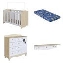 Ver imagem 2 de Conjunto Quarto de Bebê 1 Berço 1 Colchão 1 Cômoda 4 Gavetas 1 Prateleira