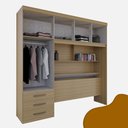 Ver imagem 5 de Guarda Roupa Solteiro com Cabeceira e Baú 5 Portas 3 Gavetas Cancun Cedro