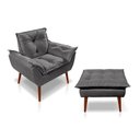 Ver imagem 1 de Kit C- 01 Poltrona Opala + 01 Puff Opala Elegante Suede Cinza Escuro