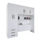 Ver imagem 3 de Guarda Roupa Solteiro com Cabeceira e Baú 5 Portas 3 Gavetas Cancun Branco