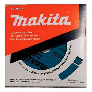 Disco Corte para Esmerilhadeira 115mm Gesso Pvc Fibra Makita B-59857 Cor Azul-aço