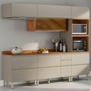 Ver imagem 2 de Cozinha Modulada 5 Pecas 270 Cm Vidro Dp2706 Nogueira Nude Prime Demartez