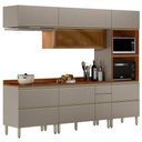Ver imagem 1 de Cozinha Modulada 5 Pecas 270 Cm Vidro Dp2706 Nogueira Nude Prime Demartez