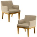 Ver imagem 1 de Kit 2 Poltronas Decorativas Para Sala de Estar e Recepção Beatriz W01 Linho Bege Escuro - Lyam