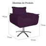 Jogo 2 Poltronas Estofada Consultório Base Giratória de Metal Opala Suede Roxo - LM DECOR - 5