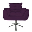 Ver imagem 1 de Jogo 2 Poltronas Estofada Consultório Base Giratória de Metal Opala Suede Roxo - LM DECOR