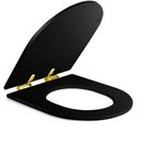 Ver imagem 2 de Assento Poliester Soft Close Carrara Preto Fosco para vaso Deca com Ferragem Dourada