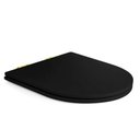 Ver imagem 1 de Assento Poliester Soft Close Carrara Preto Fosco para vaso Deca com Ferragem Dourada