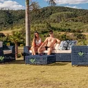 Ver imagem 5 de Jogo Conjunto de Sofá 3 Lugares com 2 Poltronas Corda e Alumínio