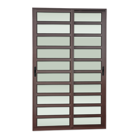 Porta Correr c/Trav.2F.Móv.210x200 Elite c/Fecho Aut.V.Lis.Marrom Corten Brimak