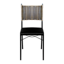Ver imagem 3 de Cadeira Para Cozinha Preta Ratan Cappuccino Assento Estofado - Preto