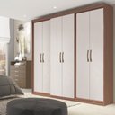 Ver imagem 1 de Guarda Roupa Casal 6 Portas 2 Gavetas Grécia Off White/Carvalho Vermontt