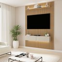 Ver imagem 1 de Painel Frisado para TV até 50 Polegadas com LED 218cm x 134cm Marrom Cinamomo/Off White Curitiba