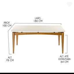 Kit Mesa de Jantar Retangular Lisboa com 6 Cadeiras Madeira Imbuia Linho Bege M58 Rmi - 4