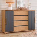 Ver imagem 1 de Cômoda para Quarto 4 Gavetas e 2 Portas Evidenza Marrom/Freijó/Off White/Titanium