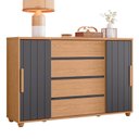 Ver imagem 6 de Cômoda para Quarto 4 Gavetas e 2 Portas Evidenza Marrom/Freijó/Off White/Titanium