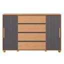Ver imagem 4 de Cômoda para Quarto 4 Gavetas e 2 Portas Evidenza Marrom/Freijó/Off White/Titanium