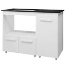Ver imagem 3 de Balcão Cooktop Maya 115cm 3 Portas para Cozinha Nicho Microondas Cor:branco;tamanho:4 Bocas