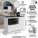 Ver imagem 2 de Balcão Cooktop Maya 115cm 3 Portas para Cozinha Nicho Microondas Cor:branco;tamanho:4 Bocas