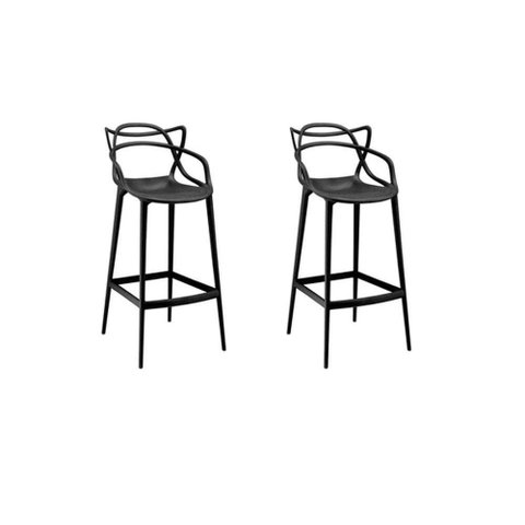 Conjunto C/2 Banqueta Allegra Alta Master Preta Cozinha Americana Balcão Polipropileno