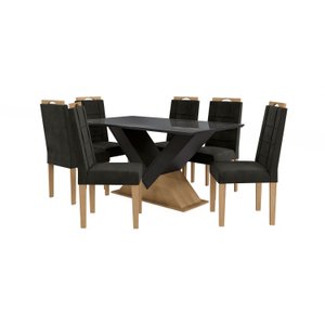 Conjunto Mesa de Jantar com 6 Cadeiras Amora