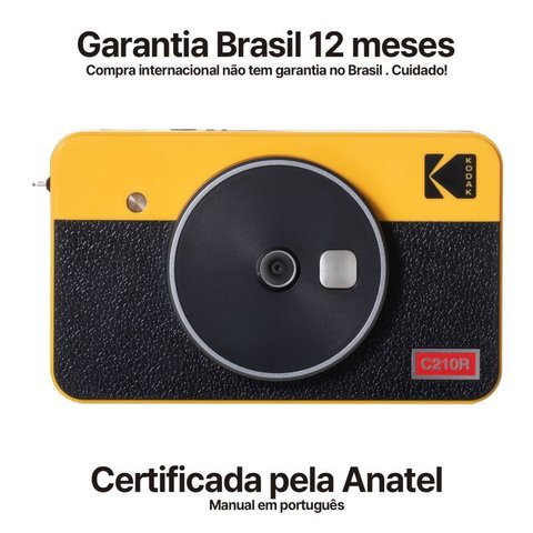 Kodak Mini Shot 2 Retrô Amarela - C200ry - Camera Instantânea e Photo Printer Bluetooth 2 em 1