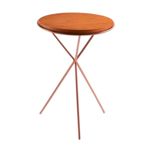 Mesa Lateral Uno Aço Tampo 54x37x37 cm Marrom