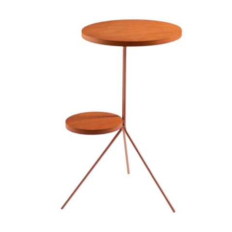 Mesa Lateral Duo Aço 64cm x 44cm x 37cm Marrom