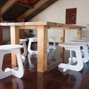 Ver imagem 1 de Mesa Lateral e Banco Mocho 40cm X 48cm X 40cm