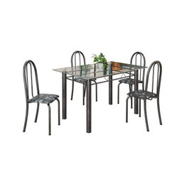 Conjunto de Mesa Tubular 120x75cm Tampo em Vidro com 4 Cadeiras Iris B - 2