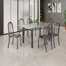 Conjunto de Mesa Tubular 140x75cm Tampo em Granito Topázio com 6 Cadeiras Iris B - 1
