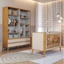 Ver imagem 3 de Quarto de Bebê Guarda-Roupa 4 Portas e Berço Arredondado 3 em 1 100% MDF Luly Espresso Móveis Bege/Off White/Amêndoa