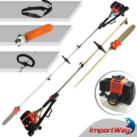 Moto Podador de Altura p/ Poda de Galhos Altos Importway 2hp 52cc + Extensão 2,95 Metros Sabre 25cm 