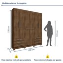 Ver imagem 3 de Guarda-Roupa Casal 6 Portas 6 Gavetas Chave e Pés Floripa