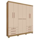Ver imagem 2 de Guarda-Roupa Casal 6 Portas 6 Gavetas Chave e Pés Floripa Bege/Carvalho Americano/Off White